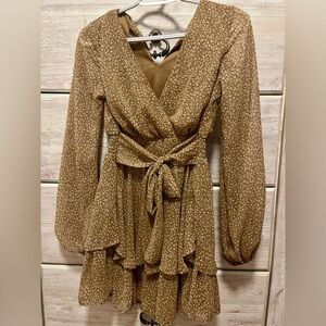 Japna Brown Leopard Wrap Dress - Size XS